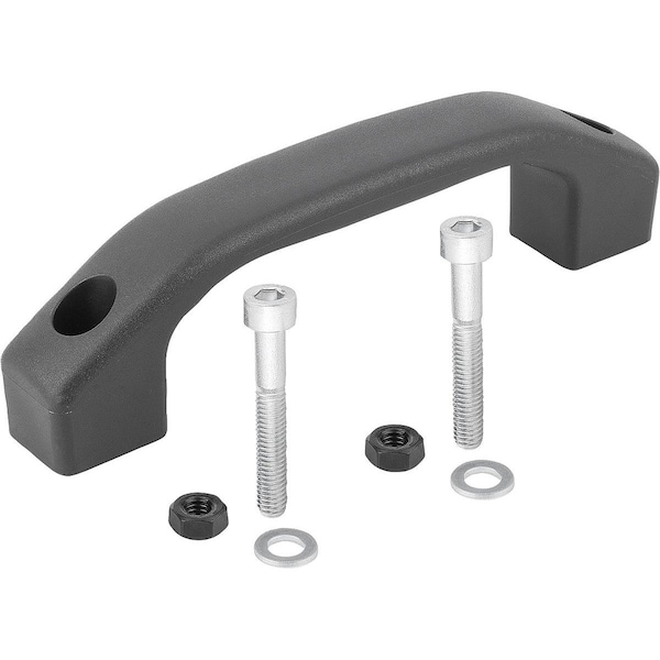 Pull Handle L=170, Form:A, Polyamide Black Ral7021, Comp:Steel, A=140, D=M08